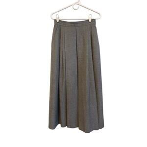 Barry Bricken Vintage Gray Wool Skirt Pleated Pockets Lined Long Size 10/42